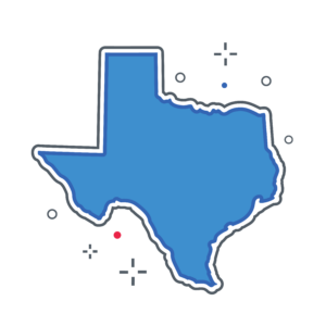 Blue graphic of the state of Texas
